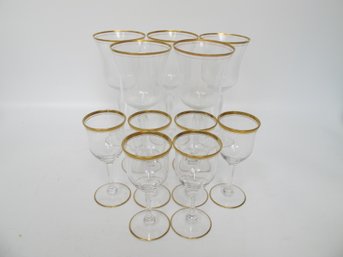 Elegant Set Of Gold-Rimmed Stemware - 11 Pieces