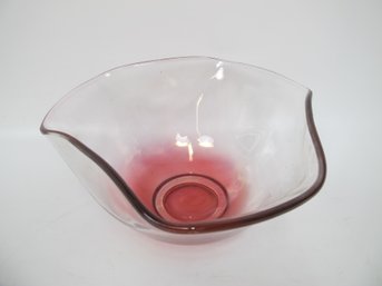 Mid-Century Modern Ruby Red Ombre Glass Bowl