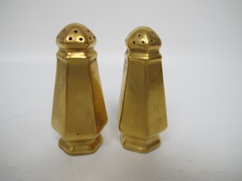 Vintage Gold Gilded Salt And Pepper Shakers - Signed