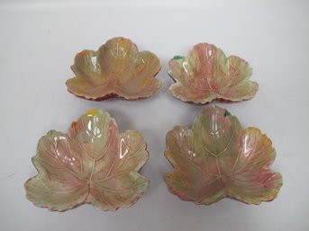 Set Of Four Handcrafted Ceramic Leaf Bowls By Berta, 1997