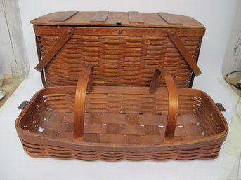 Vintage 1940s/1950s Wov-N-Wood Picnic Basket By Jerywil