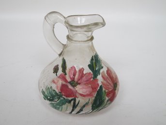Vintage Hand-Painted Floral Vinegar Bottle