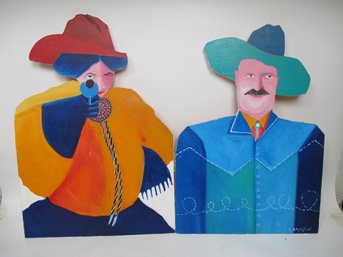 Vintage Cowboy Couple Western Art By Adamson