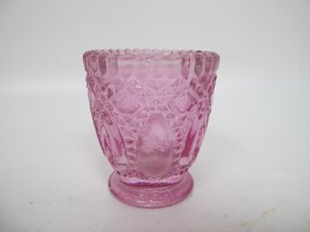Vintage Pink Pressed Glass Holder - Versatile Use: Toothpick Or Votive Candle Holder