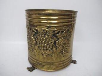 Vintage Made In England Brass Planter With Grape Motif