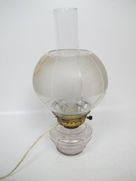 Antique Globe Oil Lamp Converted To Electric Lamp