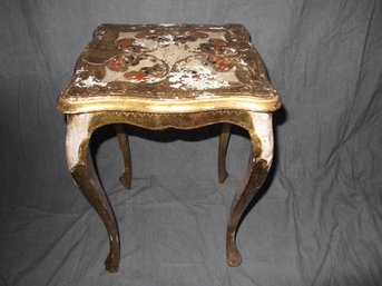 Vintage Florentine Small Gold Gilded Occasional Table  Distressed Elegance