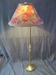 Elegant Brass Floor Lamp With Victorian-Style Shade