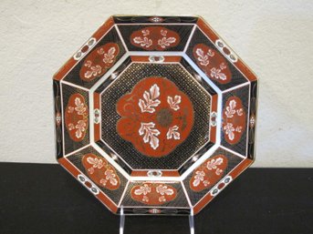 Octagonal Decorative Plate With Floral Design
