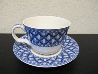 Spode Blue Room Collection 'Geranium' Teacup And Saucer - Circa 1820 Reproduction