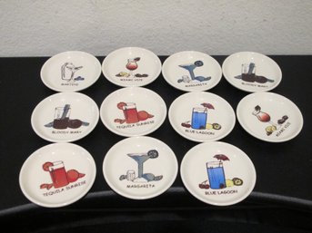 What A Dish! Set Of 11 Cocktail Recipe Plates - Martini, Margarita, Bloody Mary, Tequila Sunrise, Blue Lagoon,