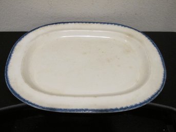 Vintage Blue-Trimmed Oval Serving Platter - Classic Elegance