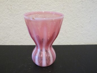 Vintage Pink And White Swirl Art Glass Vase