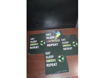 Sports Motivation Set: 'Eat Sleep Soccer Repeat' & 'Eat Sleep Lacrosse Repeat' Art Prints