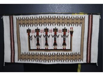 Vintage Navajo Yei Bi Chei Handwoven Wool Rug, Early 20th Century