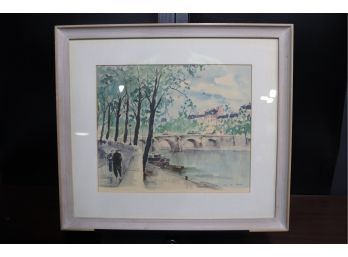 Charming Vintage Watercolor Of Le Pont Marie Paris By De Neyrac