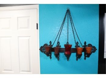 Gothic Sconce - Handcrafted Wrought Iron And Glass Candle Holder