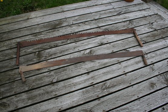 Pair Of Vintage Large Two Man Cross Cut Saws