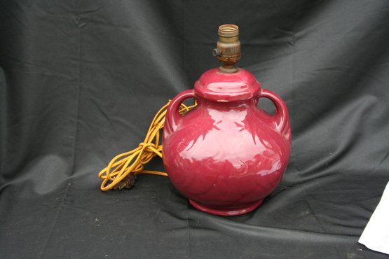 Vintage Burgundy Pottery Lamp
