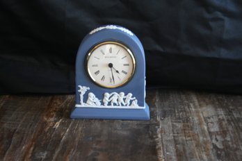 Wedgwood Blue Jasperware Clock W/dancing Cherubs