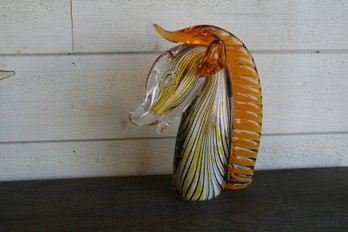 Large Murano Glass Horse Head Figurine Sculpture