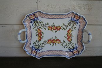 Italian Porcelain Handled Platter With Cherubs Made For Tiffany & Company