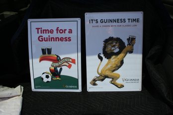 Two Metal Guinness Beer Advertising Signs