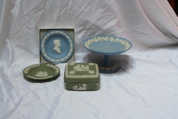 Lot Of Four (4) Wedgwood Jasperware Items - Two (2) Blue & Two (2) Green