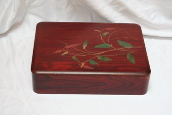 Japanese ?  Hand Painted Rosewood Covered Box