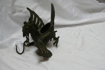 Vintage Bronze Figural Hanging Oil Lamp From India