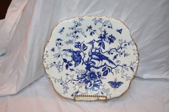 Vintage Coalport Bone China 'Cairo' Plate With Blue Floral/Bird Decoration