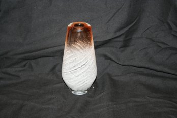 Beautiful Amber & White Art Glass Vase