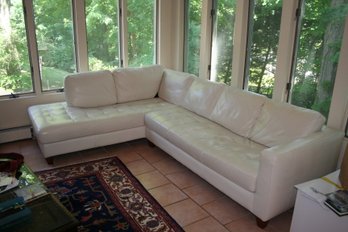 Fabulous Macy's Natuzzi White Leather 2 Piece Sectional Sofa W/ Chaise