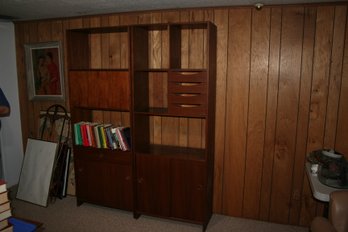 Pair Of Wonderful MCM Mid-Century Modern Walnut? Bookshelves Wall Unit