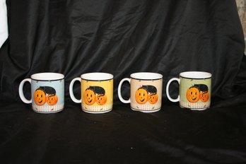 Warren Kimble Sakura Set Of Four Halloween Mugs Pumpkin Dreams Cat (lot 1 Of 2)