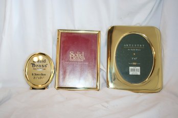 Lot Of Three (3) Misc Sized Brass Picture Frames