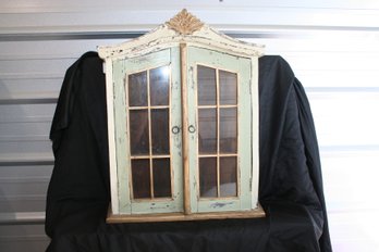 Beautiful Shabby Chic Hanging Wall/Display Cabinet With Glass Doors