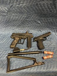 Assorted Air Soft Guns And Extensions