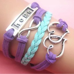 New Leather Bracelet Charm Hearts Hope Infinity