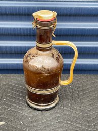 Vintage Amber Glass Growler With Lid