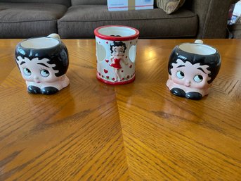 2 Betty Boop Cups, 1 Betty Boop Candle Holder