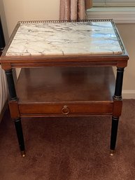 Vintage Marble Top Side Table / Bedside Table John Stuart NY