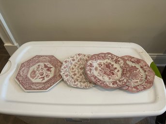 4 Vintage Pink Plates