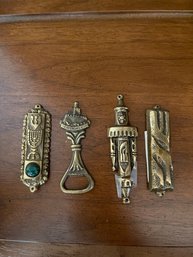 Brass Vintage Mezuzah Judaic - 4 Pc MCM Mid Century Modern 1950s