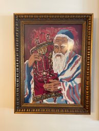 Vintage Framed Judaic Cross Stitch