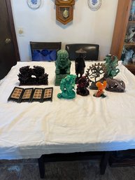 Large Lot Asian Statues , Carved, Buddha, Dragons & More