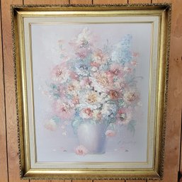 Signed & Framed Floral Arrangement- Signature On Right Of Vase