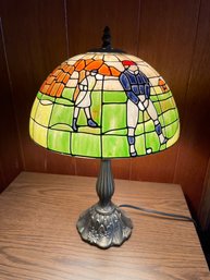 Golfing Stained Glass Tiffany Style Lamp