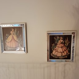 2 Mirrored Framed Art Pieces, Woman