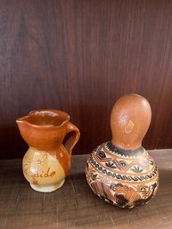 Peruvian Gord Carving , Pitcher Pottery